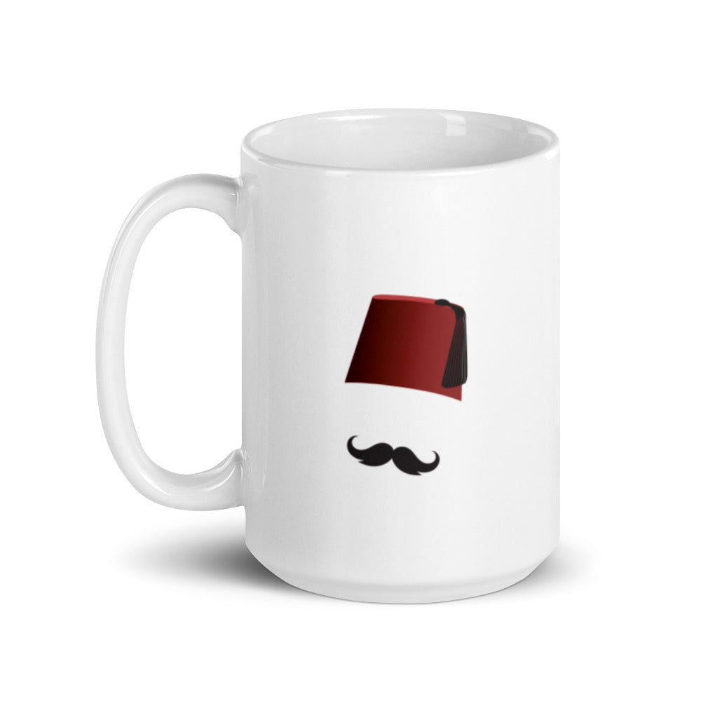 Tarboosh and Mustache White glossy mug