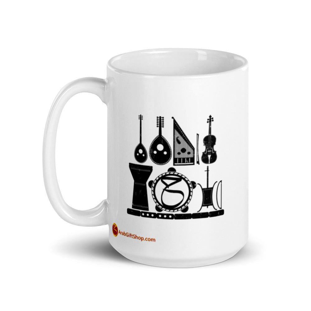 Arabic Instruments White glossy mug