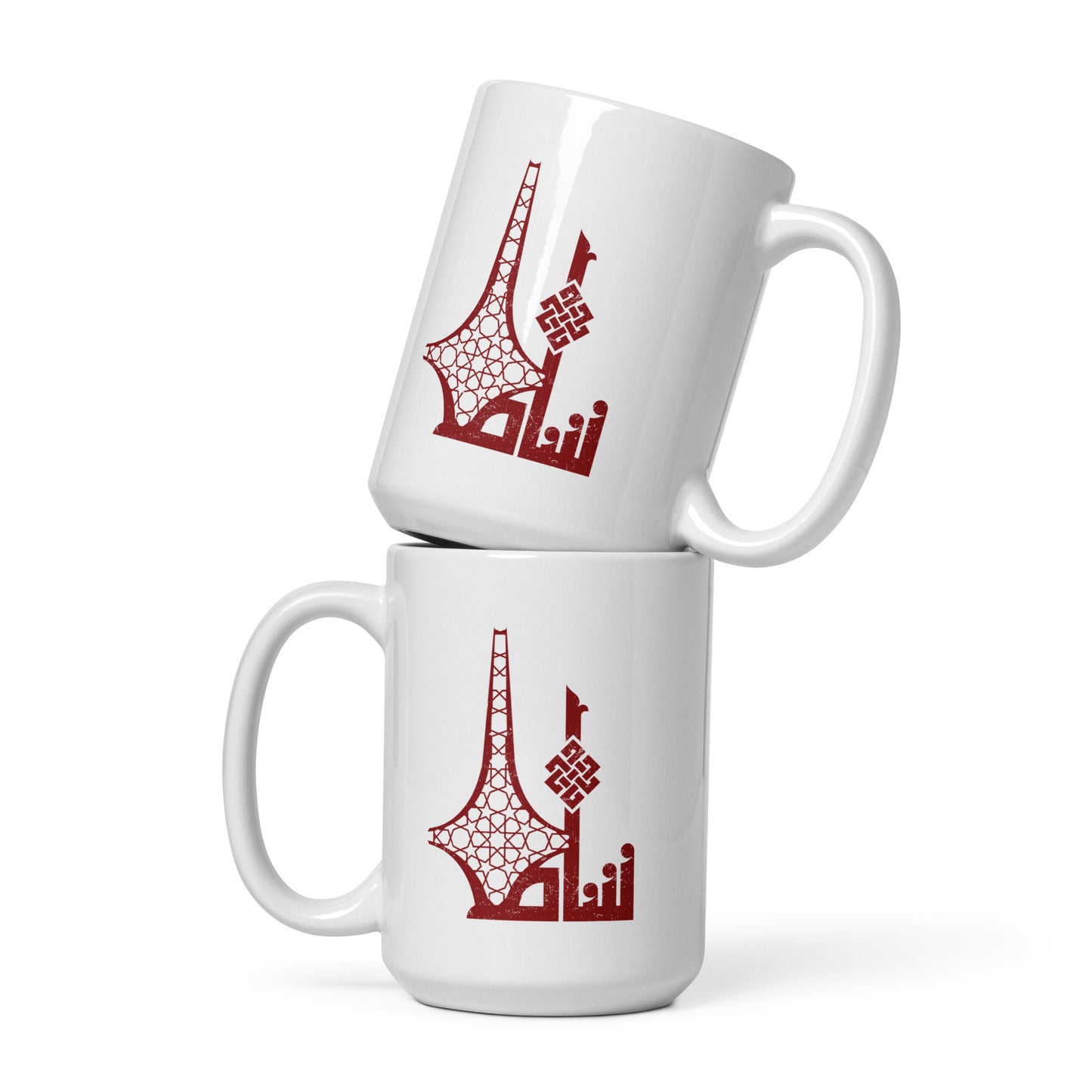 Sham _Damascus_White glossy mug