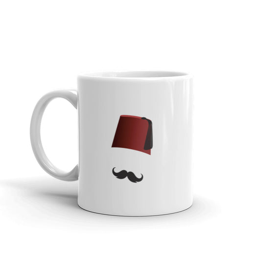 Tarboosh and Mustache White glossy mug