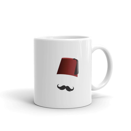 Tarboosh and Mustache White glossy mug